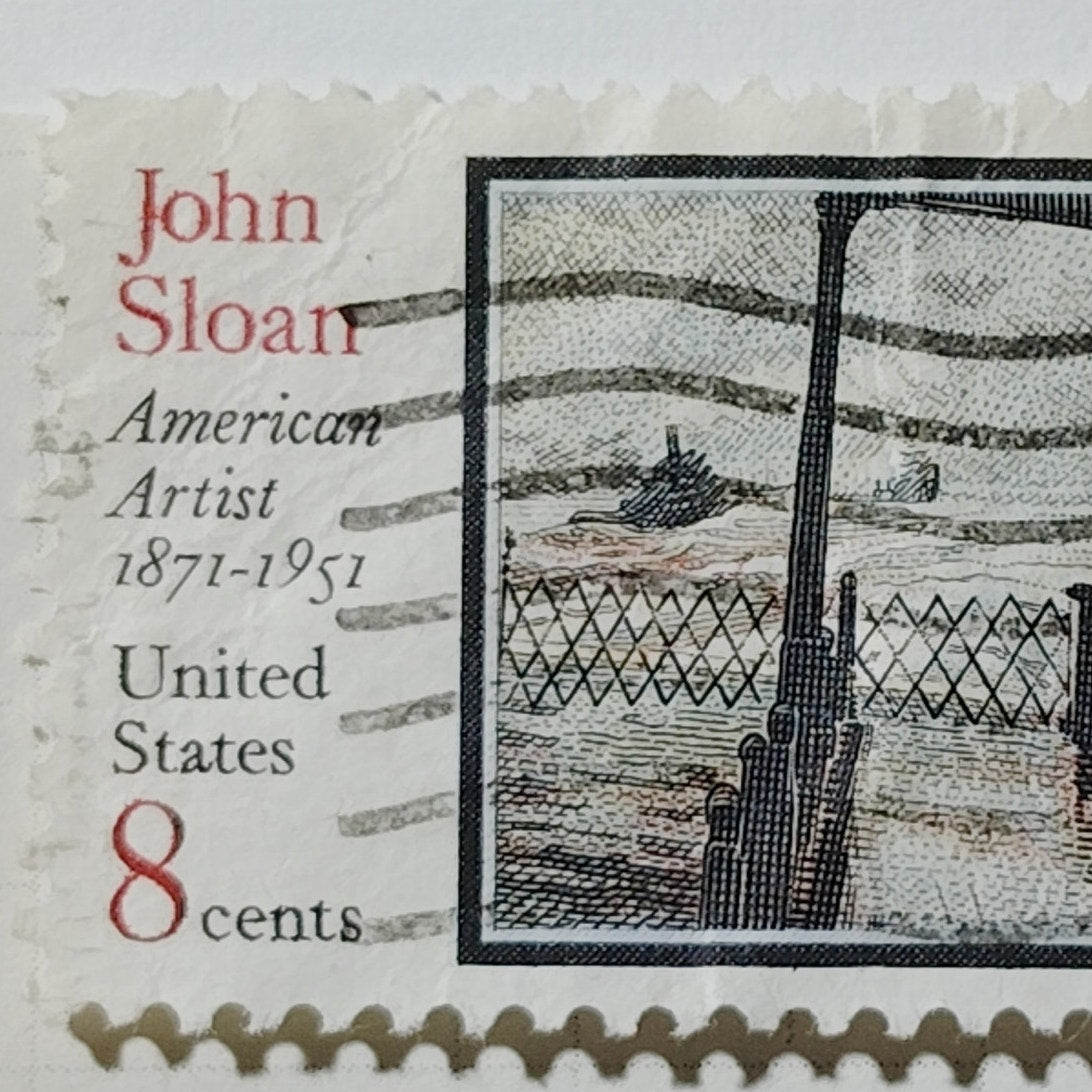 1971 US Postage Stamp Scott #1433 8c John Sloan Wake of the Ferry Used Canceled