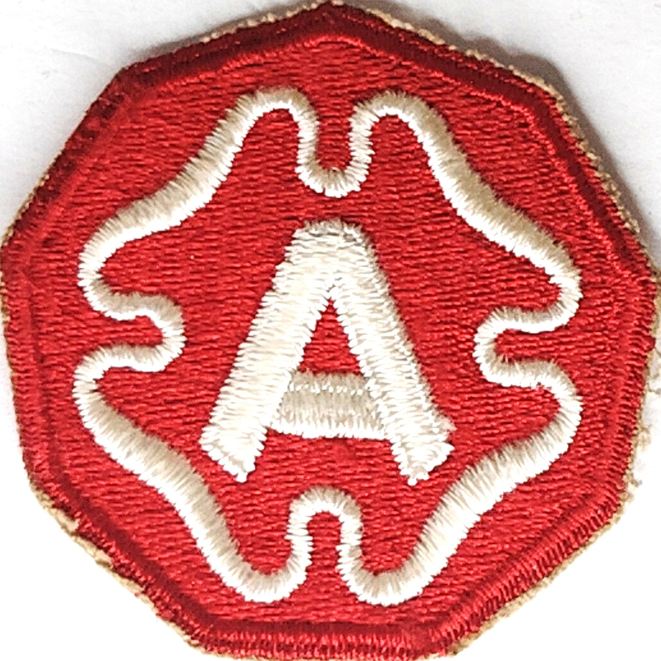 WWII US Ninth Army Patch Red 9‑Sided A Insignia Sew‑On 2‑3/8" × 2‑3/8"