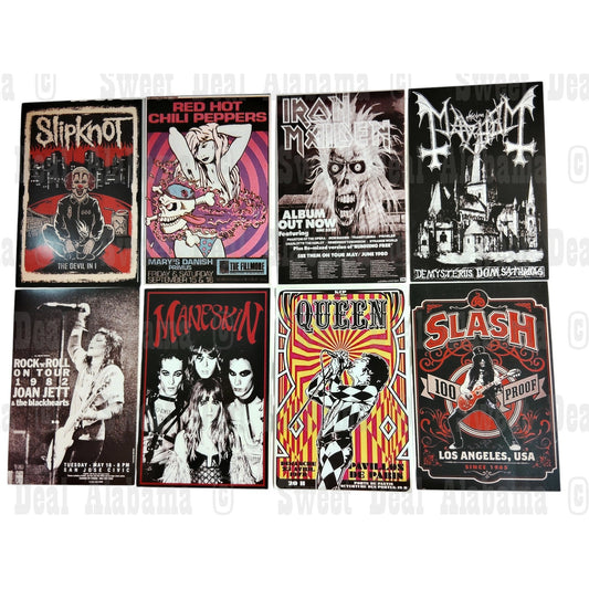 8-Piece Punk Rock Wall Collage Kit - Hip Hop, Rap, Rock & Roll - 6"x4" Posters