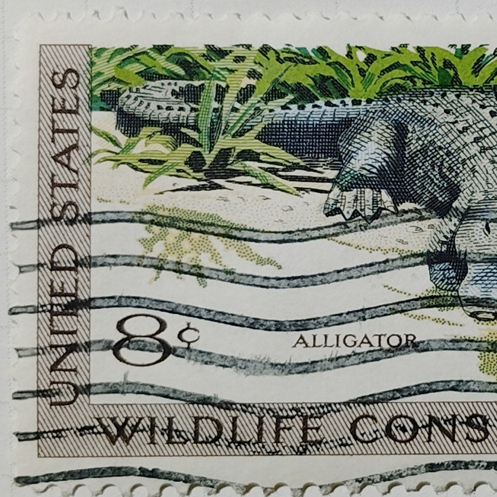 1971 US Postage Stamp #1431 Wildlife Conservation Alligator 8c Used VTG