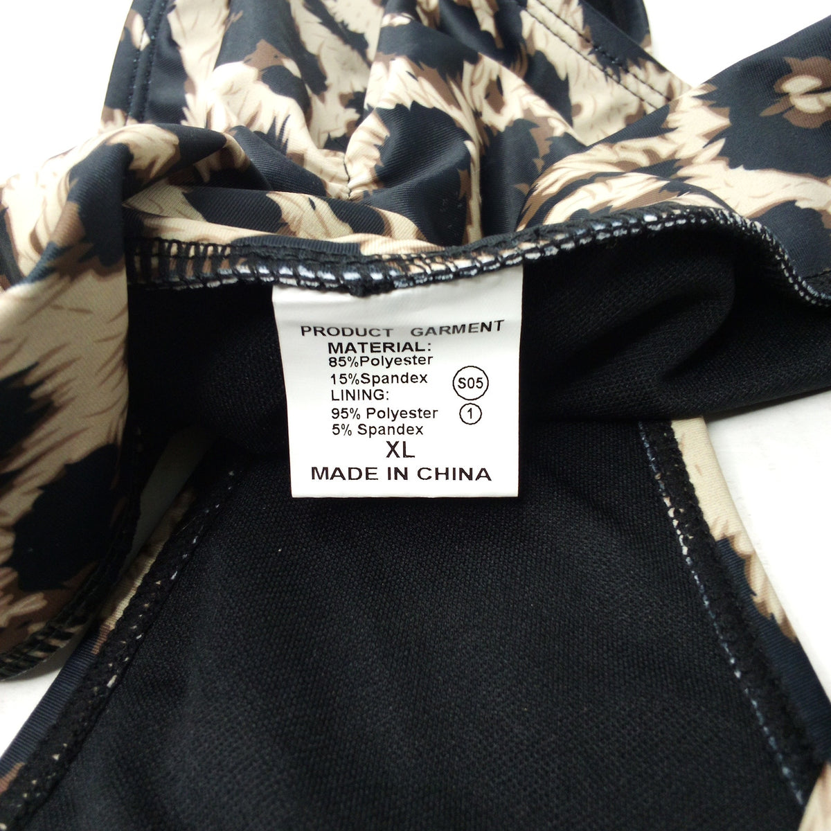 Leopard Print High-Cut Swim Bottoms XL Brown Black Cheeky Bikini Bottom