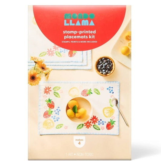 4ct Stamp-Printed Placemats Craft Kit – Mondo Llama – Fabric DIY Set