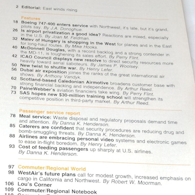 Air Transport World Magazine - April 1989 - Boeing 747-400 Northwest Airlines