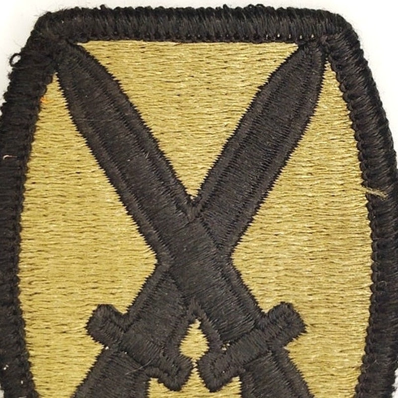 US Army 10th Mountain Division SSI Patch Subdued Bagby Green Hook Back 2.6 × 2.3