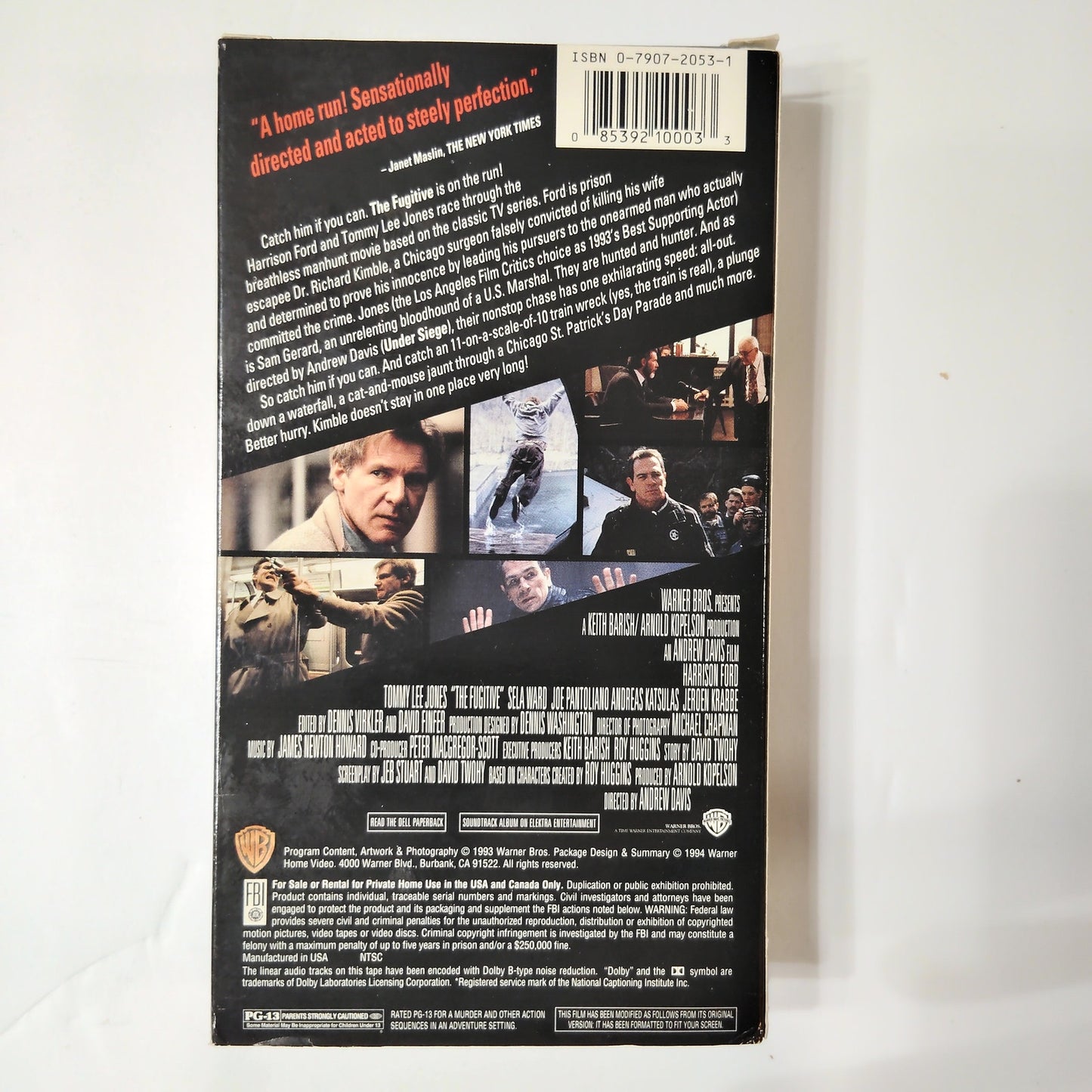 The Fugitive VHS 1994 Harrison Ford Tommy Lee Jones Action Thriller Warner Video