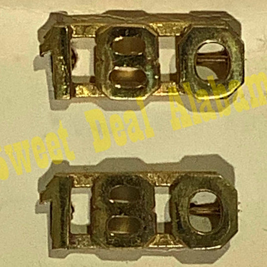 Early/Mid 1900s Brass C-Clasp "180" Collar Device 3/8"H Hat / Lapel Pins Set