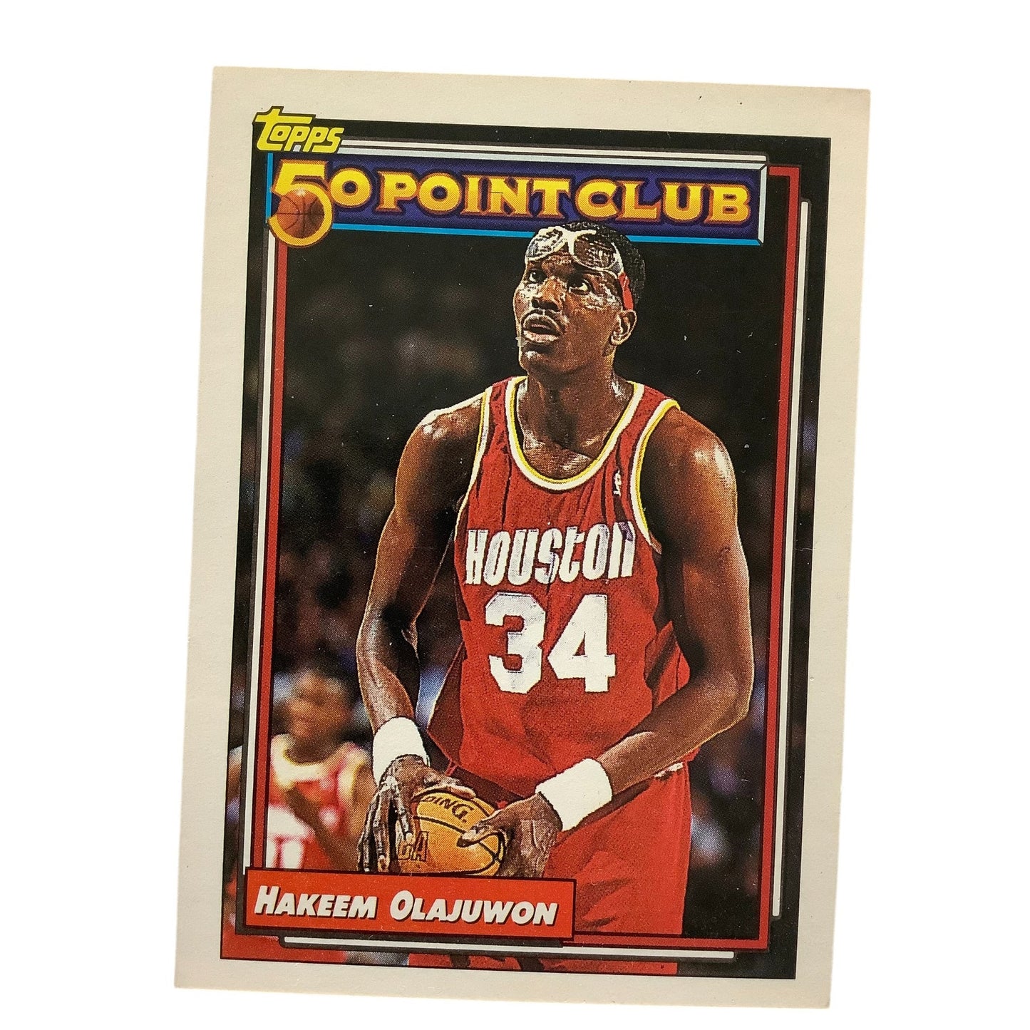 Hakeem Olajuwon, Houston Rockets , 1993 Topps 50 Point Club Card 214, EXC