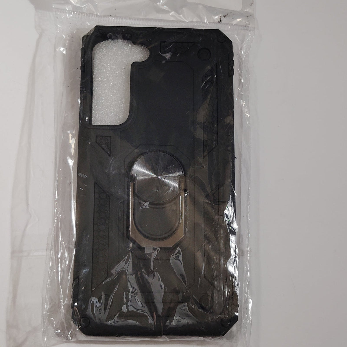 Samsung Galaxy S22 Case - Rugged Black Armor Kickstand Ring Stand Shockproof