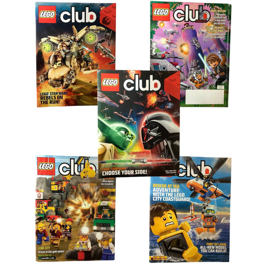 5 x Back Issues Lego Club Magazines, 5  issues from 2008-2015 Pictured