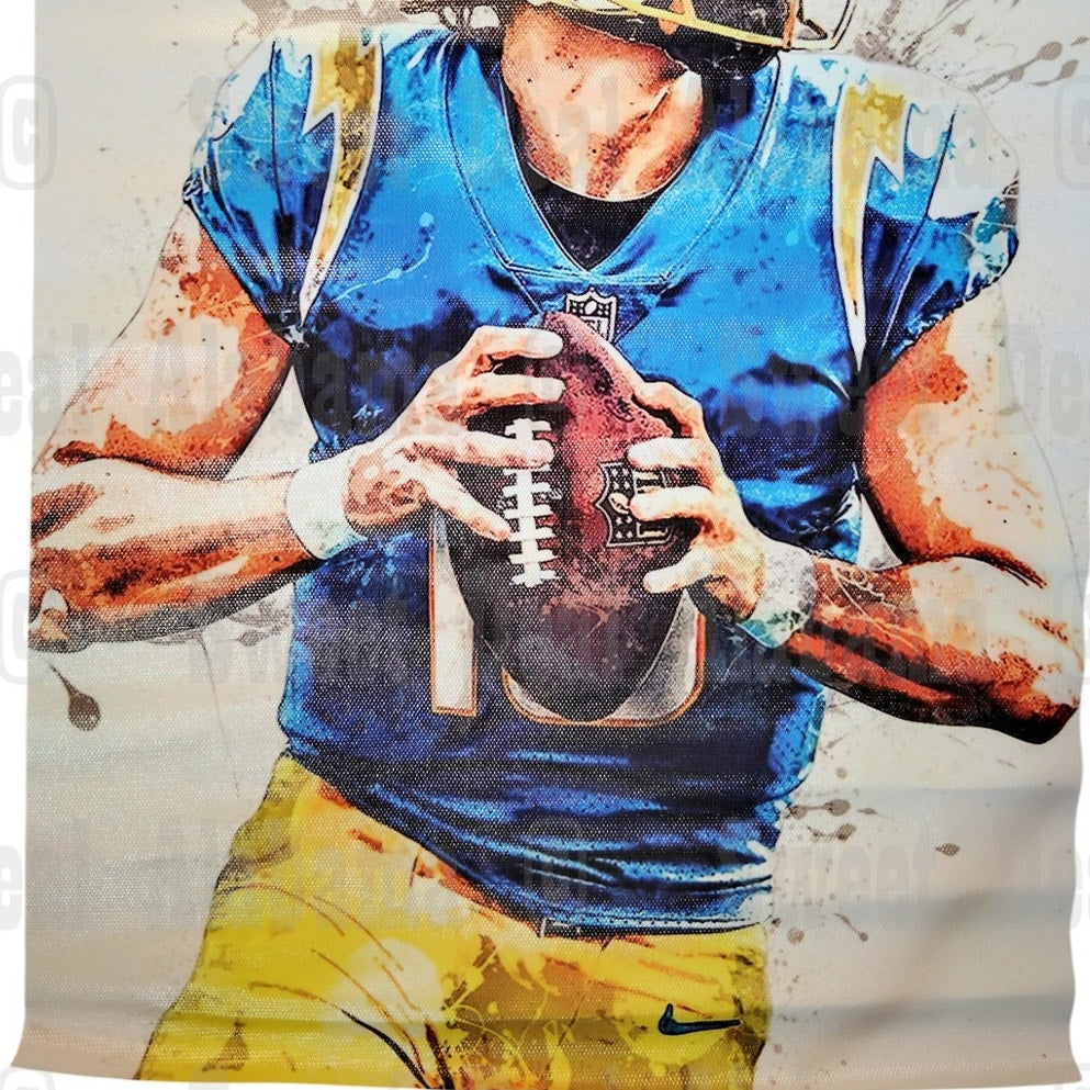 Los Angeles Chargers #10 Justin Herbert – 12” x 18” Canvas Print – Unframed