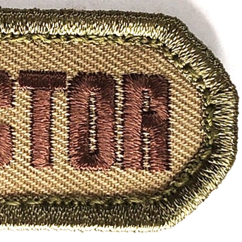 Mil‑Spec Monkey Instructor Patch Brown on Tan w/ Green Border 3" × 1" Hook‑Back