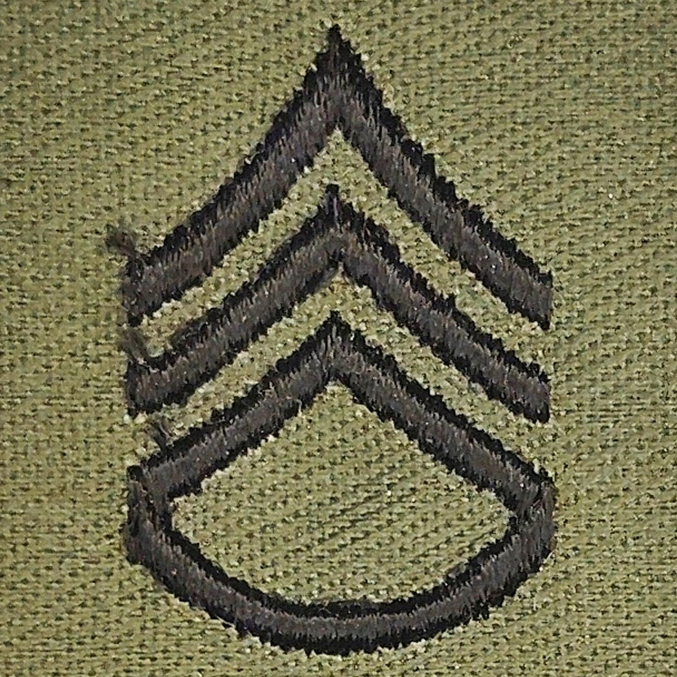 Vintage US Army SSG E‑6 Rank Patch Pair Subdued ODG 5‑1/2" × 2" BDU Sew‑On