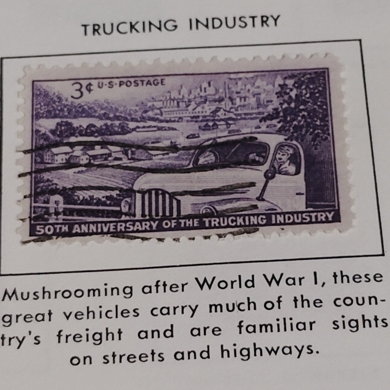 1953 3¢ Trucking Industry 50th Anniversary Stamp – Scott 1025, Mid-Century Truck