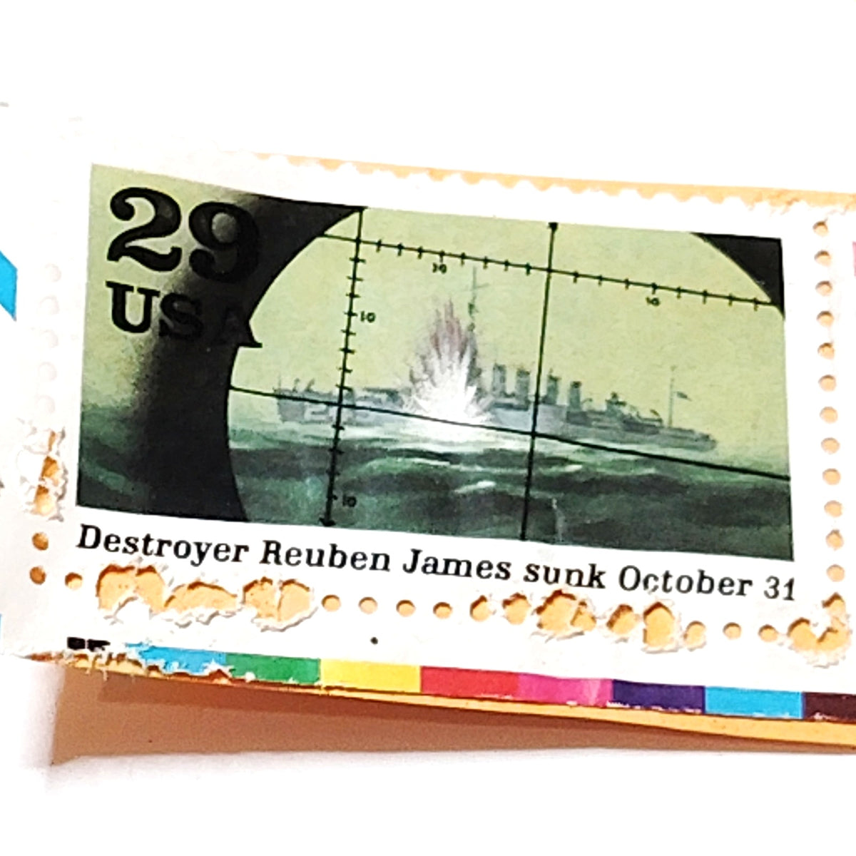 29 Cent USPS WWII Destroyer Reuben James Stamp Strip of 3 - Unused 1991 Issue