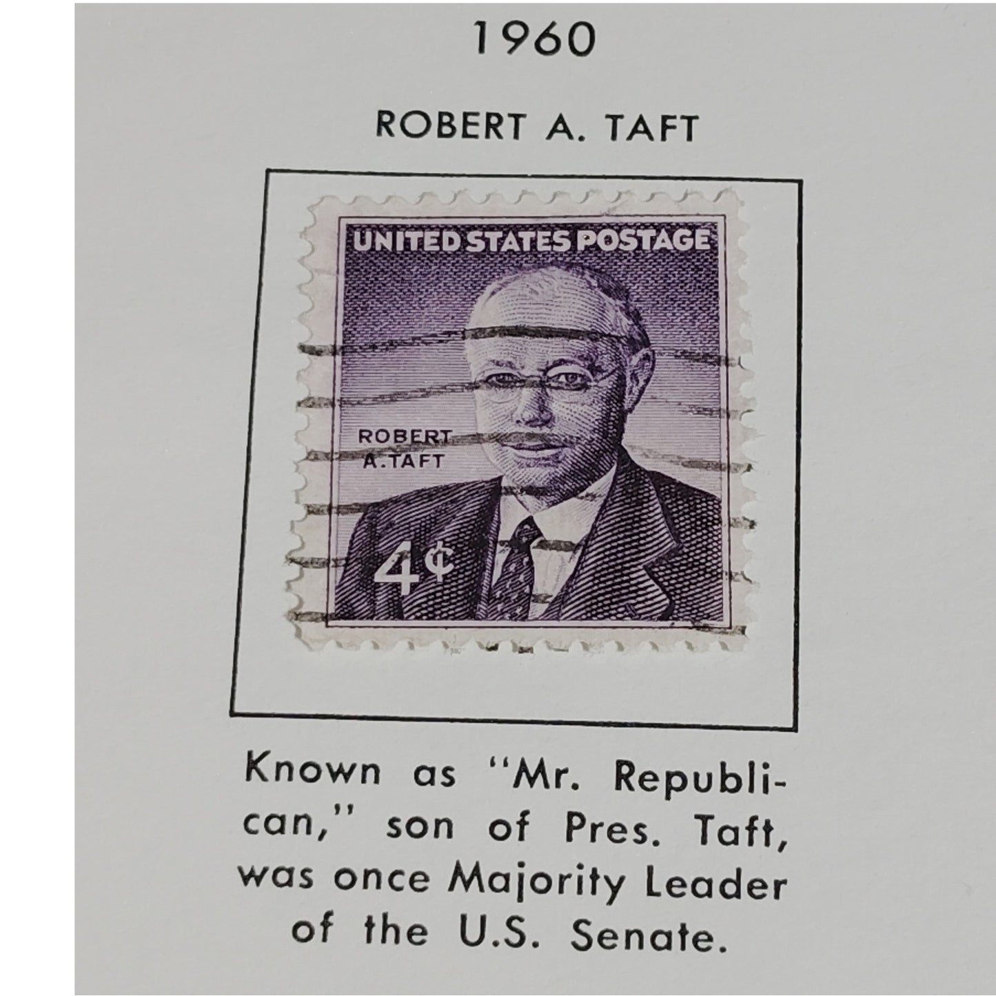 1960 Scott #1161 – 4¢ Robert A. Taft / Mr. Republican – Canceled