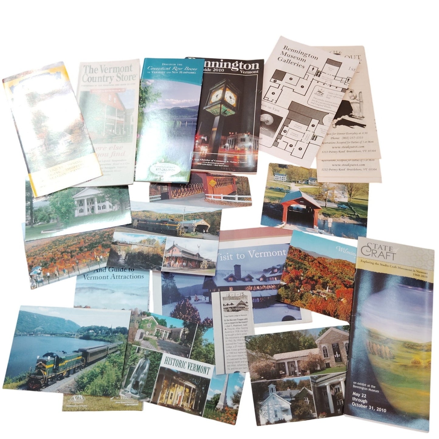 Vintage Vermont Travel Ephemera Lot 2010 Bennington Covered Bridges 1 Lb