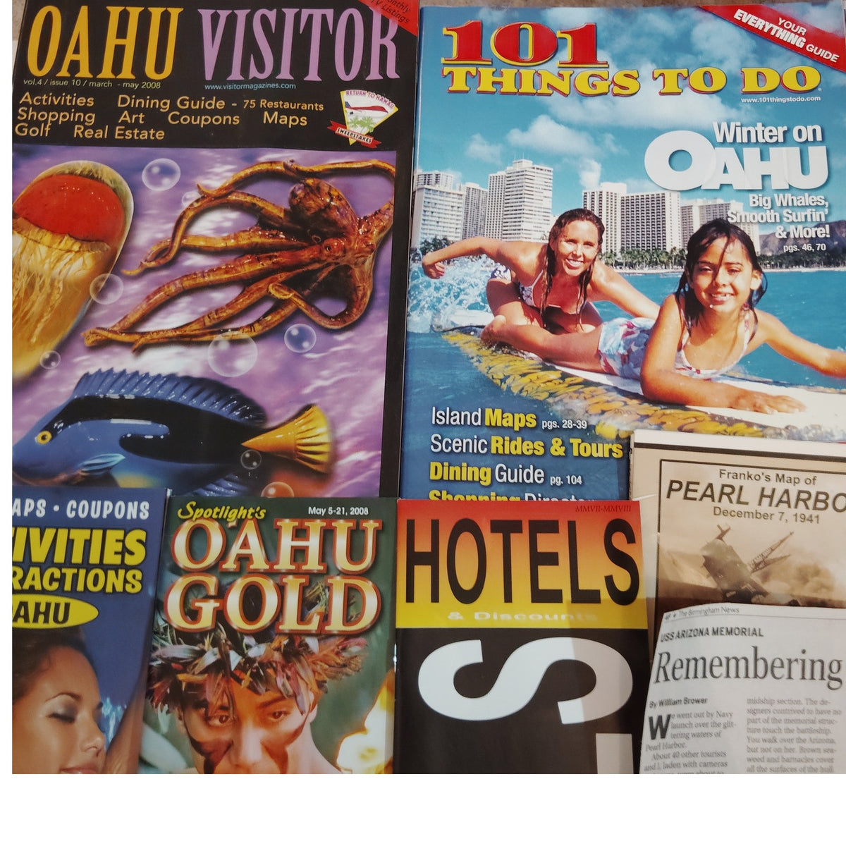 Oahu HI Ephemera Lot: Travel Guides, Maps, Pearl Harbor Memorabilia (2008)