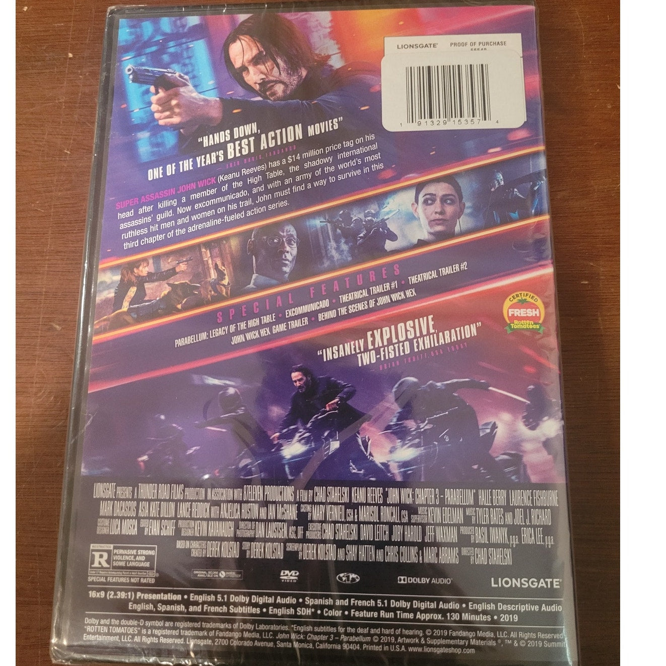 John Wick Chapter 3 Parabellum DVD 2019 Action Keanu Reeves Assassin Franchise