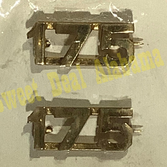 Early/Mid 1900s Brass C-Clasp "175" Collar Device 3/8"H Hat / Lapel Pins Set