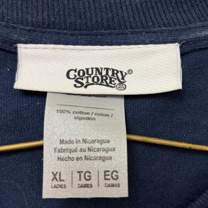 Country Store Navy Sunflower Embellished T-Shirt Women's XL, 100% Cotton