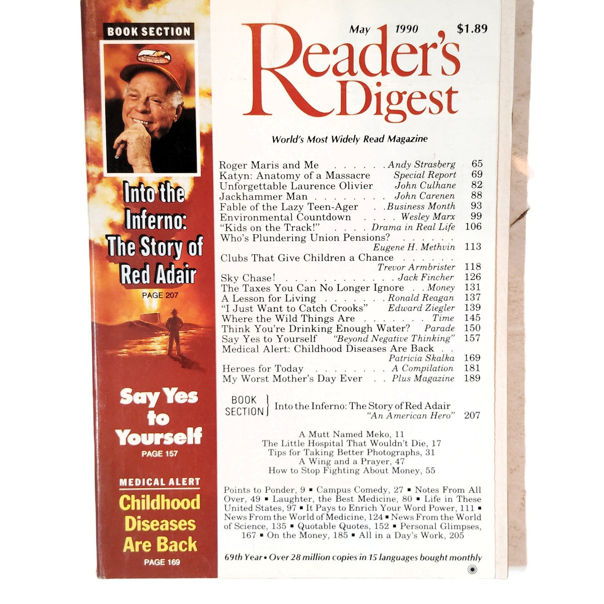 Reader's Digest May 1990 Magazine Red Adair Roger Maris Vintage Back Issue