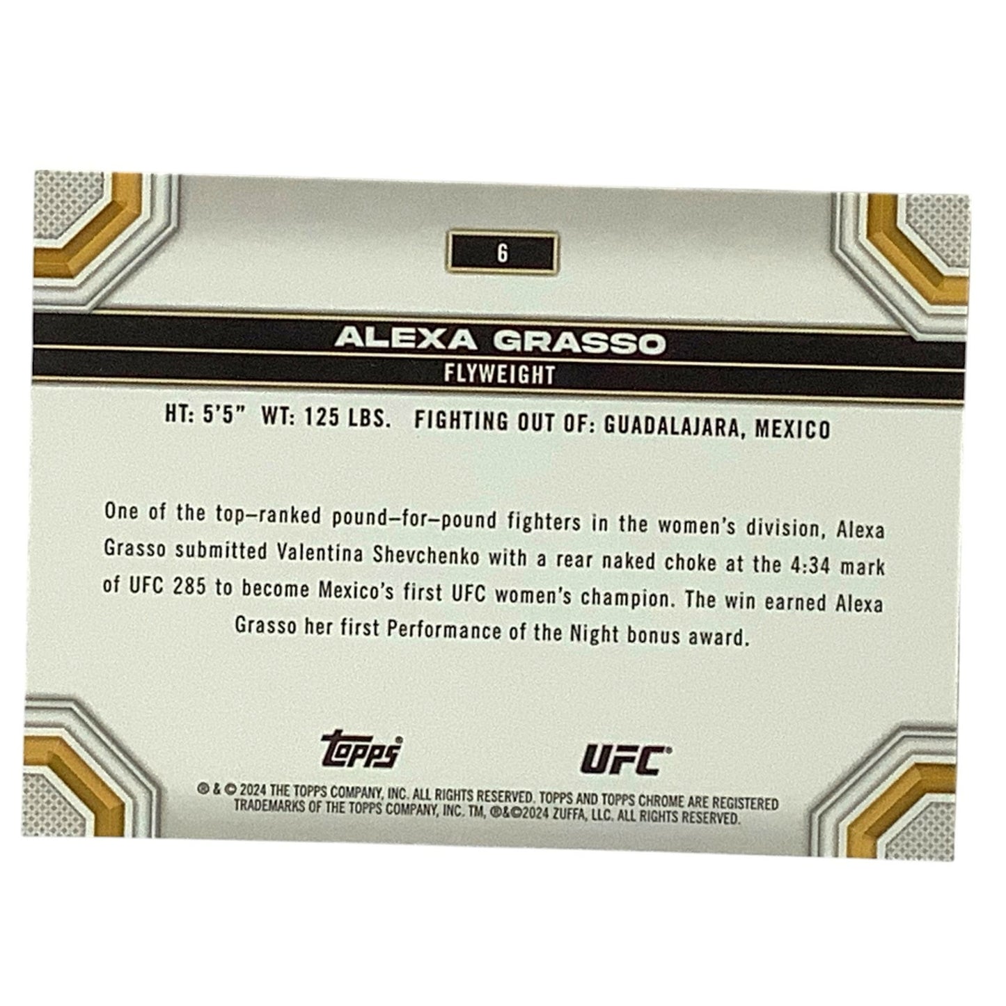 Alexa Grasso, Flyweight, UFC Card 6, 2024 Topps Chrome UFC, NM+