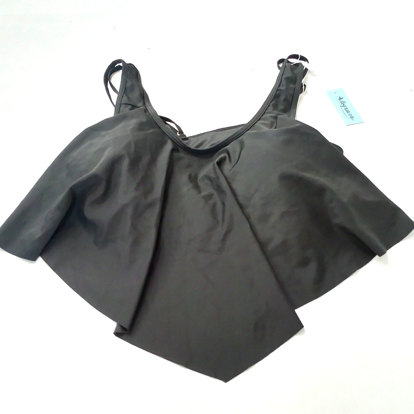 Adisputent Swim Top Layered Ruffle Flounce Black Padded Women Size L NWT