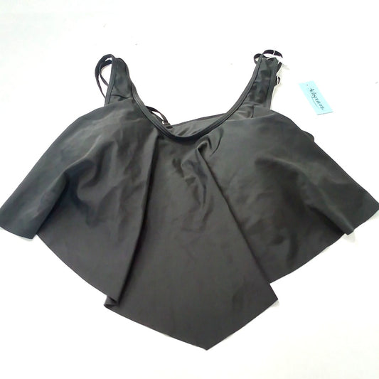 Adisputent Swim Top Layered Ruffle Flounce Black Padded Women Size L NWT