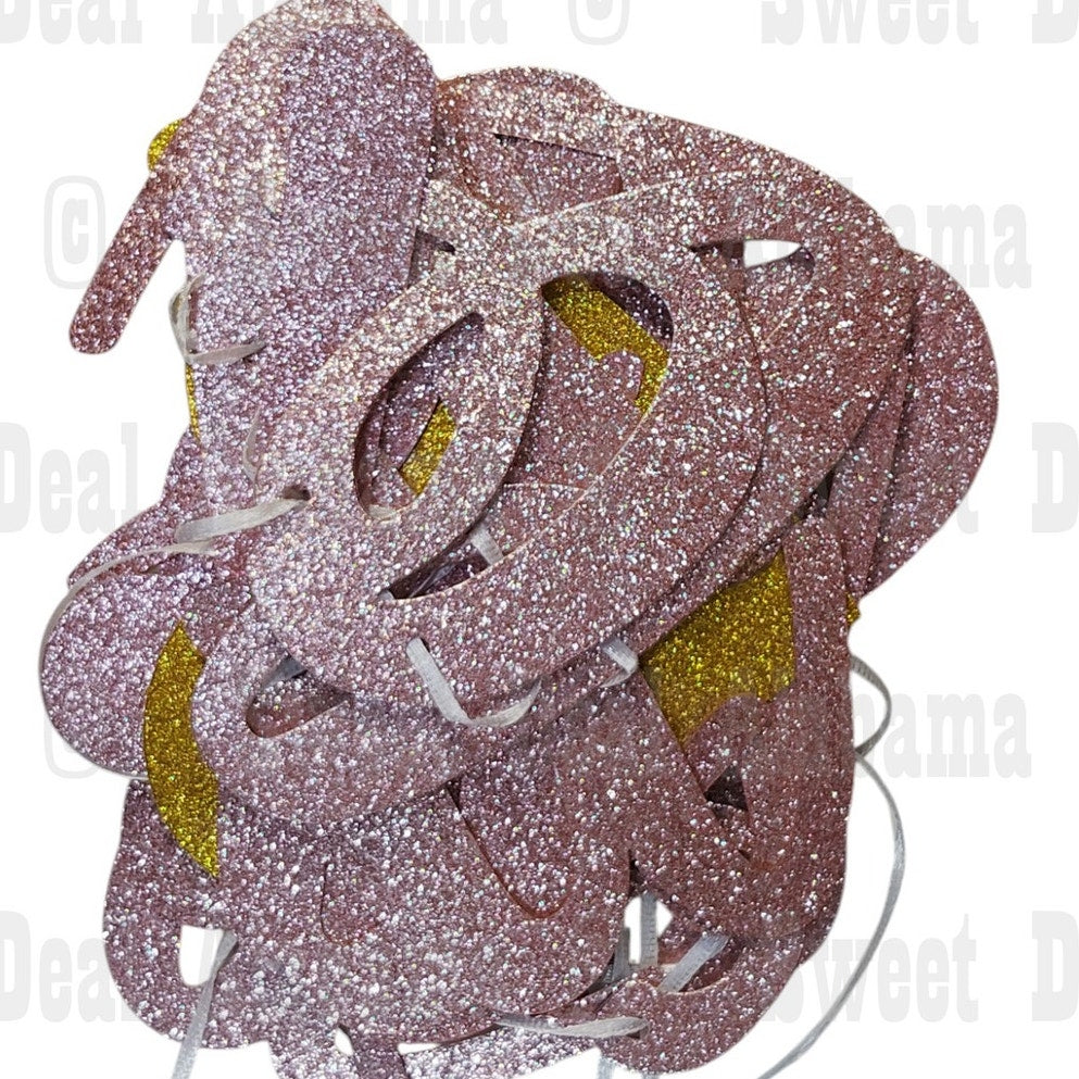 Party Banner "40 & Fu*ing Fabulous” Rose/Gold Glitter Paper Banner, Pre-Strung
