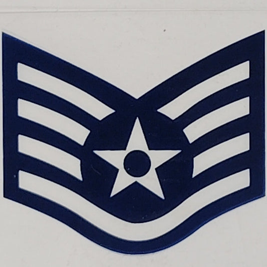 USAF E-5 Staff Sergeant Decal 2" x 1.75"  Vinyl – Outside Window Mount – D83‑AF
