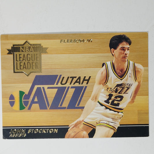 1994-95 Fleer John Stockton No. 8 – League Leader – Jazz – Guard – VG/EX