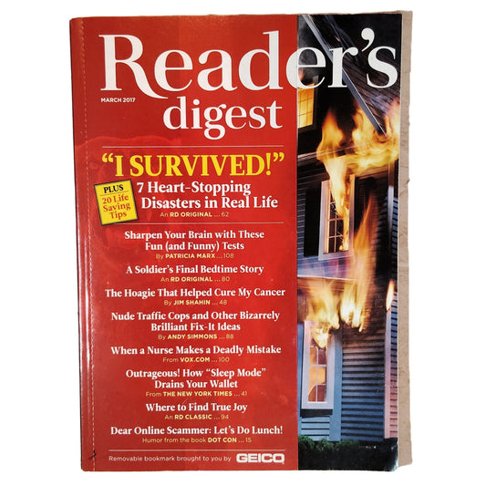 Reader's Digest March 2017 I Survived! Magazine Back Issue Vol 189 No 1128