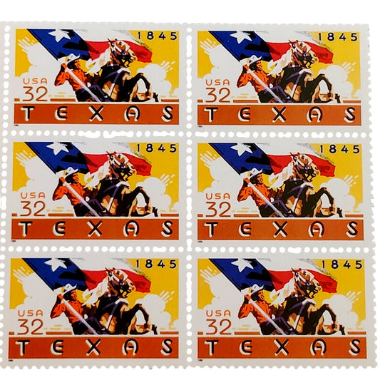Block of 6 – 1995 USA 32¢ Texas Statehood MNH Scott 2968 Sesquicentennial