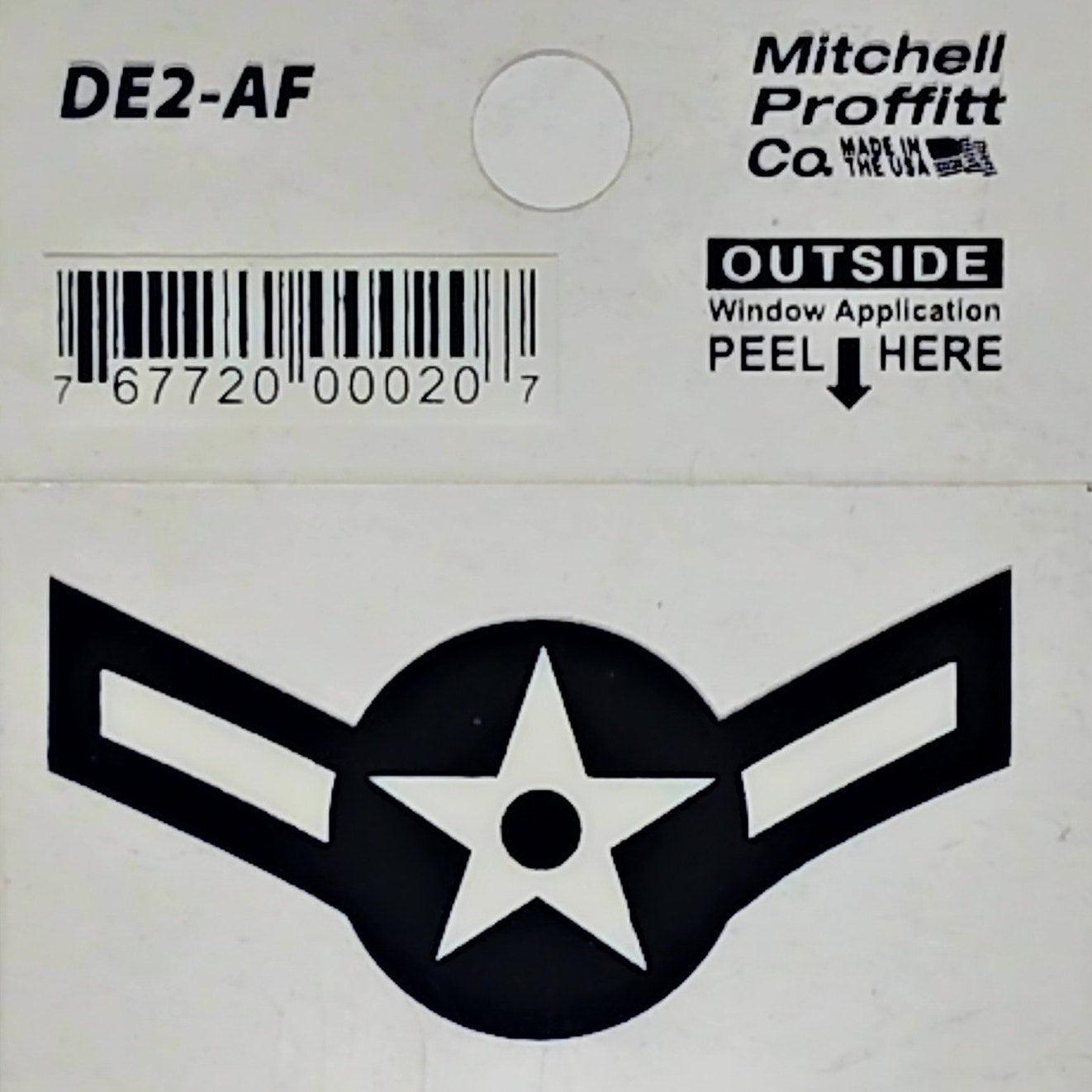 USAF Airman (E-2) Rank Decal – 2.25" x 1.25" Mylar Vinyl – White Star & Stripes