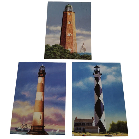 USPS Lighthouse Postcards 2004 Cape Henry Cape Lookout Morris Island Lot of 3