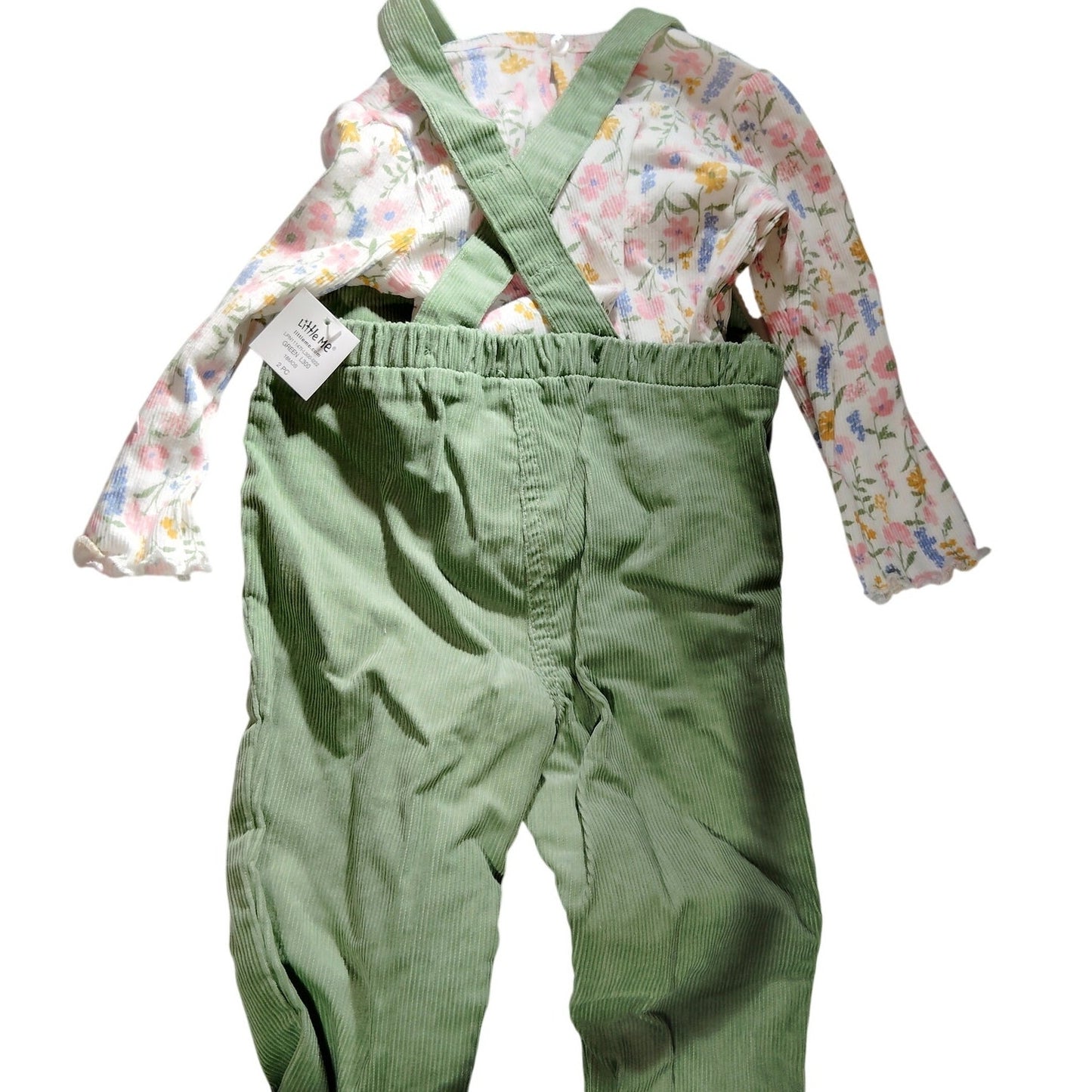 Little Me Baby Girls 2‑Piece Garden Overalls Set Green 18M