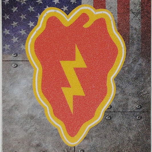 25th Infantry Division Decal 3.75" x 3" Premium Die-Cut Vinyl, Lightning Emblem