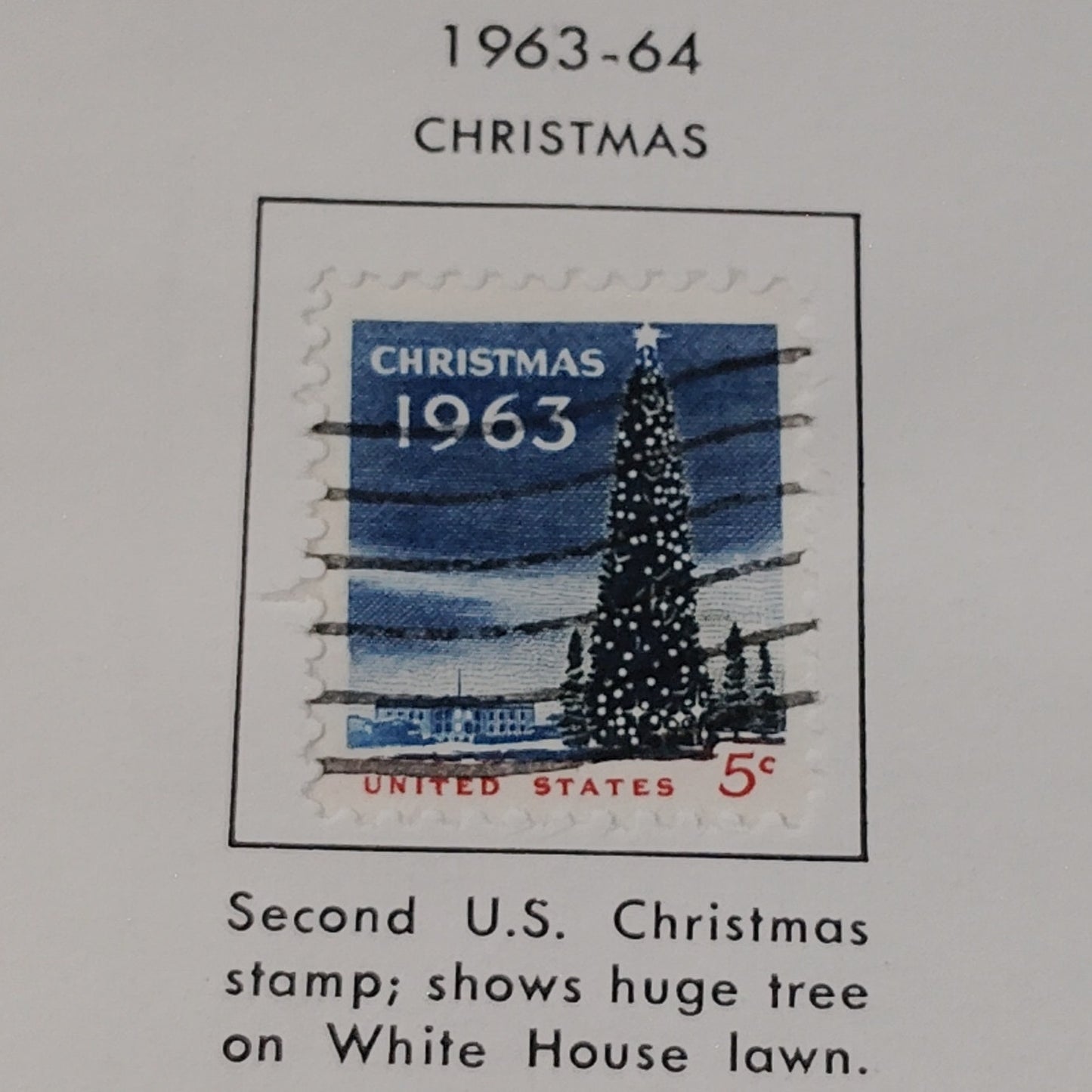 1963 Scott #1240 5¢ Christmas Tree, White House Lawn / Second Christmas Stamp