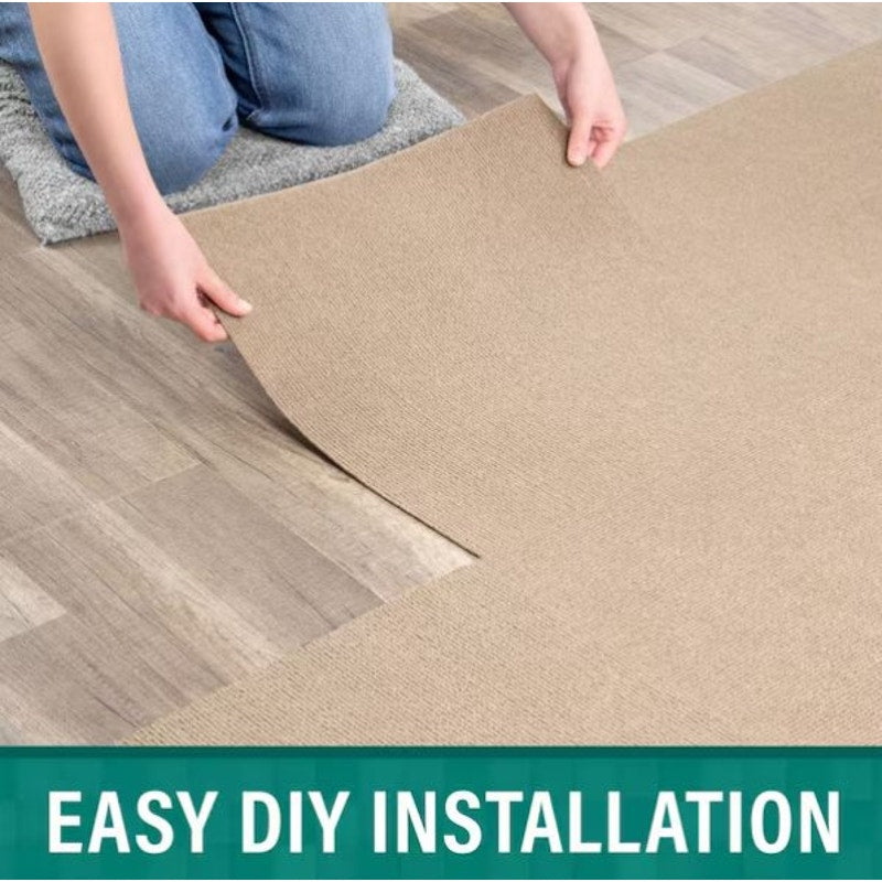 Asheville Rib Beige 18"x18" Peel & Stick Carpet Tile 27 sq ft Model 6067754200