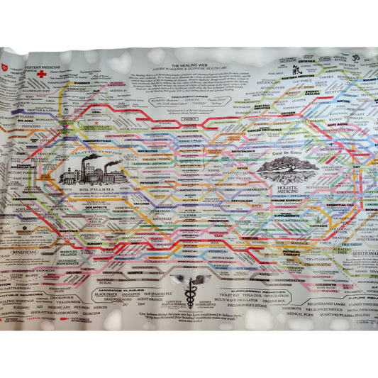 The Healing Web Canvas Wall Art – Natural Remedies Chart Poster, Horizontal Print, 24x16" Unframed