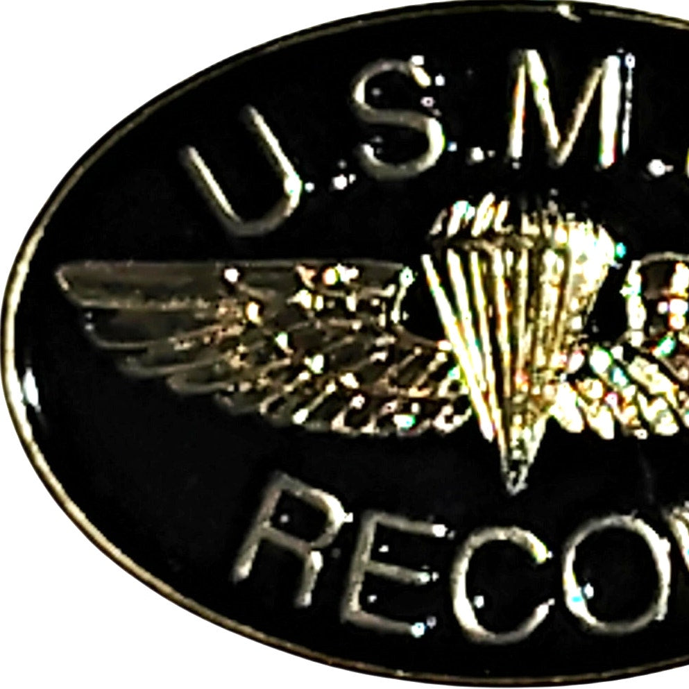 U.S.M.C. Recon Novelty Hat Lapel Brooch Pin, Oval, 1‑1/8"W × 3/4"H