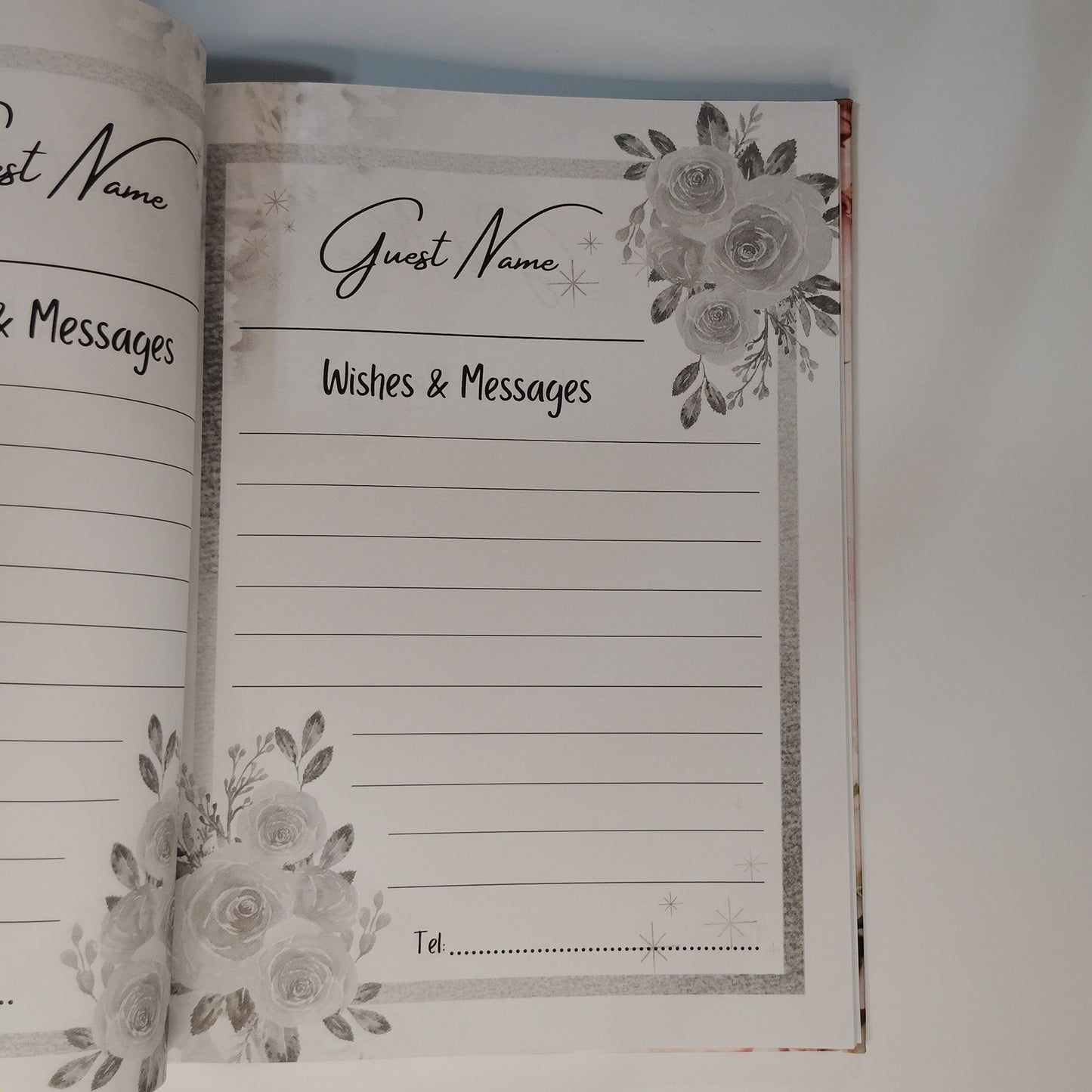 90th Birthday Guest Book Hardcover – Floral Pink & Gold Frame Keepsake