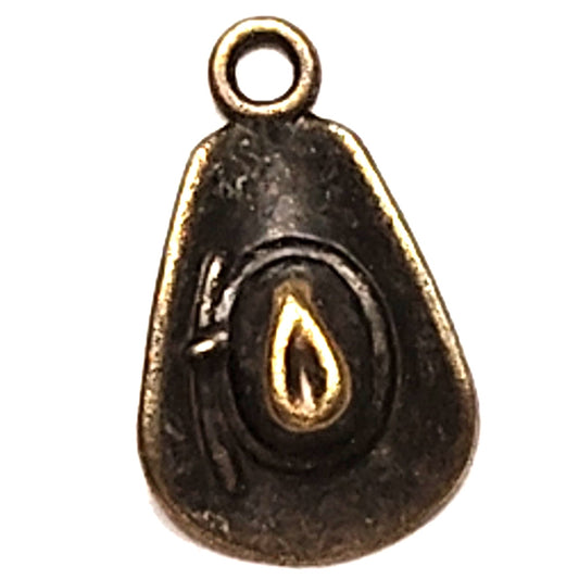 Cowboy Hat Charm Patinated Antiqued Gold‑Tone Detailed Design 3/4" Pendant