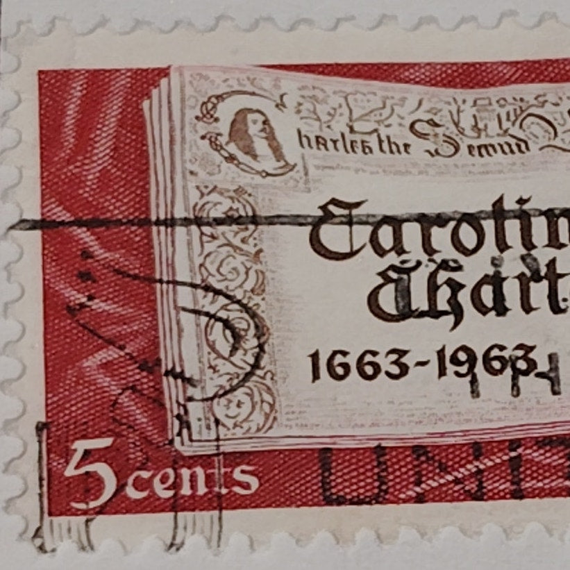 1963 Scott #1230  5¢ Carolina Charter Tercentenary / Quill & Document – Canceled