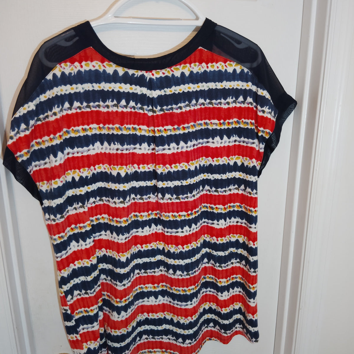 Blair Red Navy Yellow Stripe Top Women’s Large Lightweight Exc. Estate Shirt