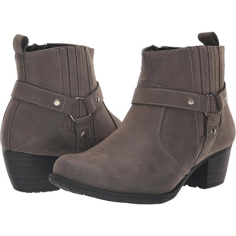 Easy Street Chicory Boot – Grey Matte, Women’s 7.5 Narrow, Block Heel Ankle Boot
