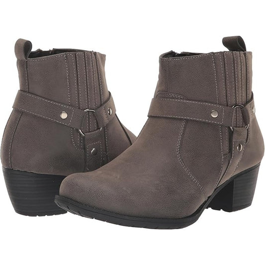 Easy Street Chicory Boot – Grey Matte, Women’s 7.5 Narrow, Block Heel Ankle Boot