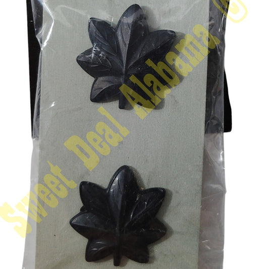 1 Set Subdued Black Major Oak Leaf Insignia Pins- 1"x1", By No-Shine Insignia