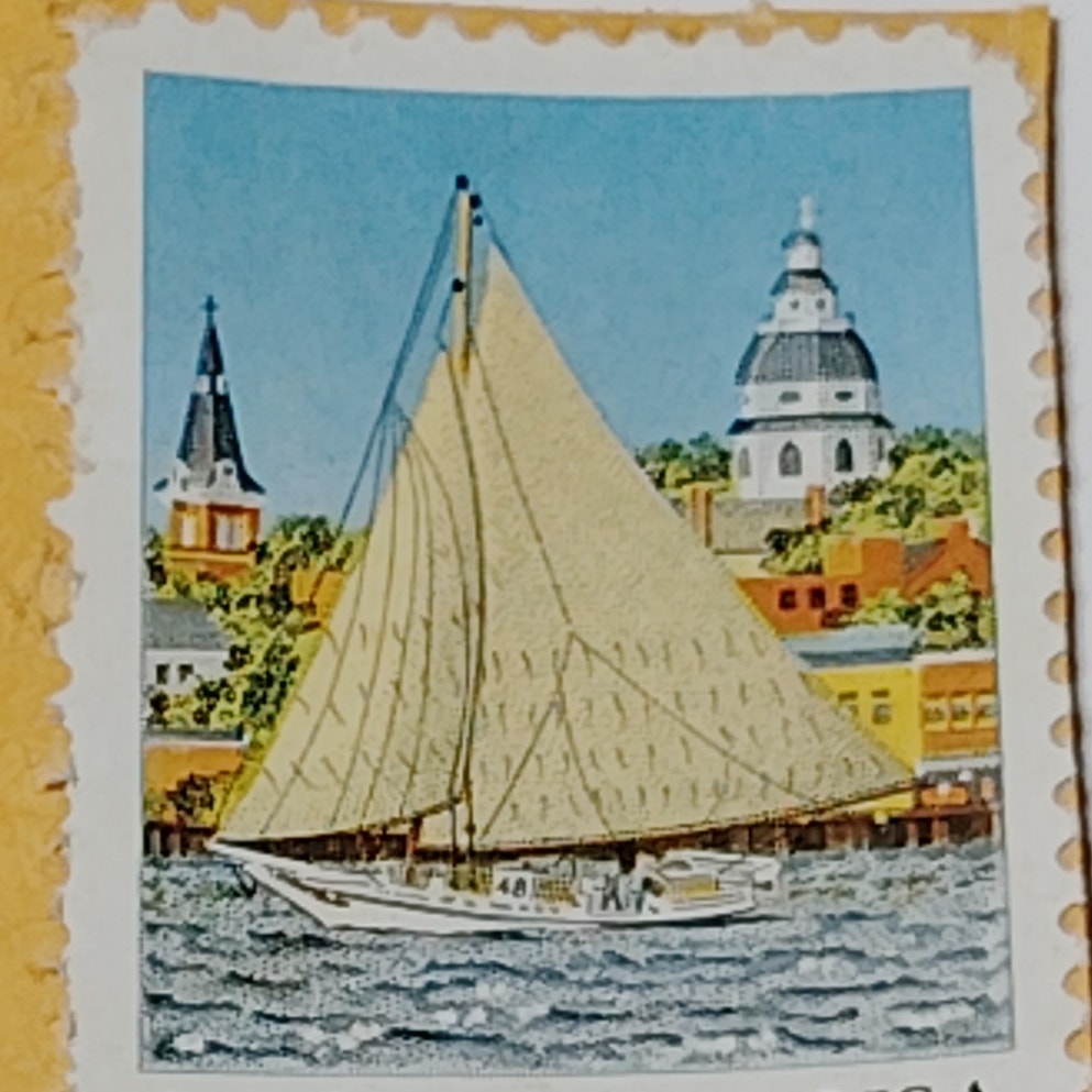 1988 Maryland Bicentennial 22-Cent US Postage Stamp - Chesapeake Bay Skipjack