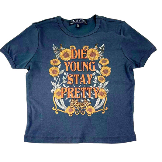 VinylIcons Medium Blondie - Die Young Stay Prettty - Graphic Crop Tee